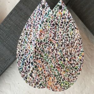 Faux leather teardrop earrings